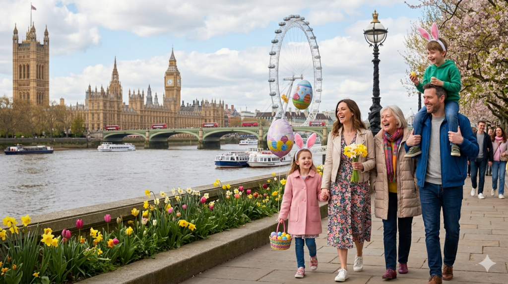 Family Enjoying London By the Thames
